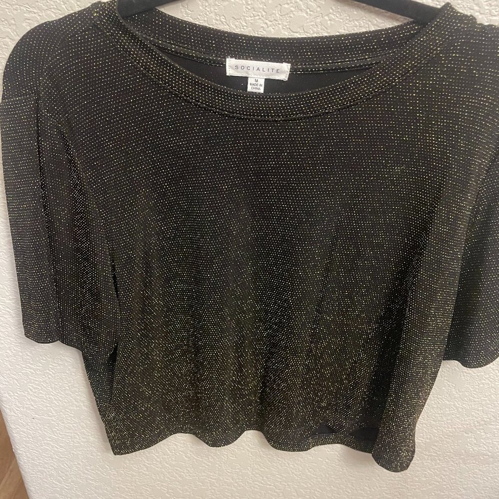 Socialite Gold Sparkle Crop Top